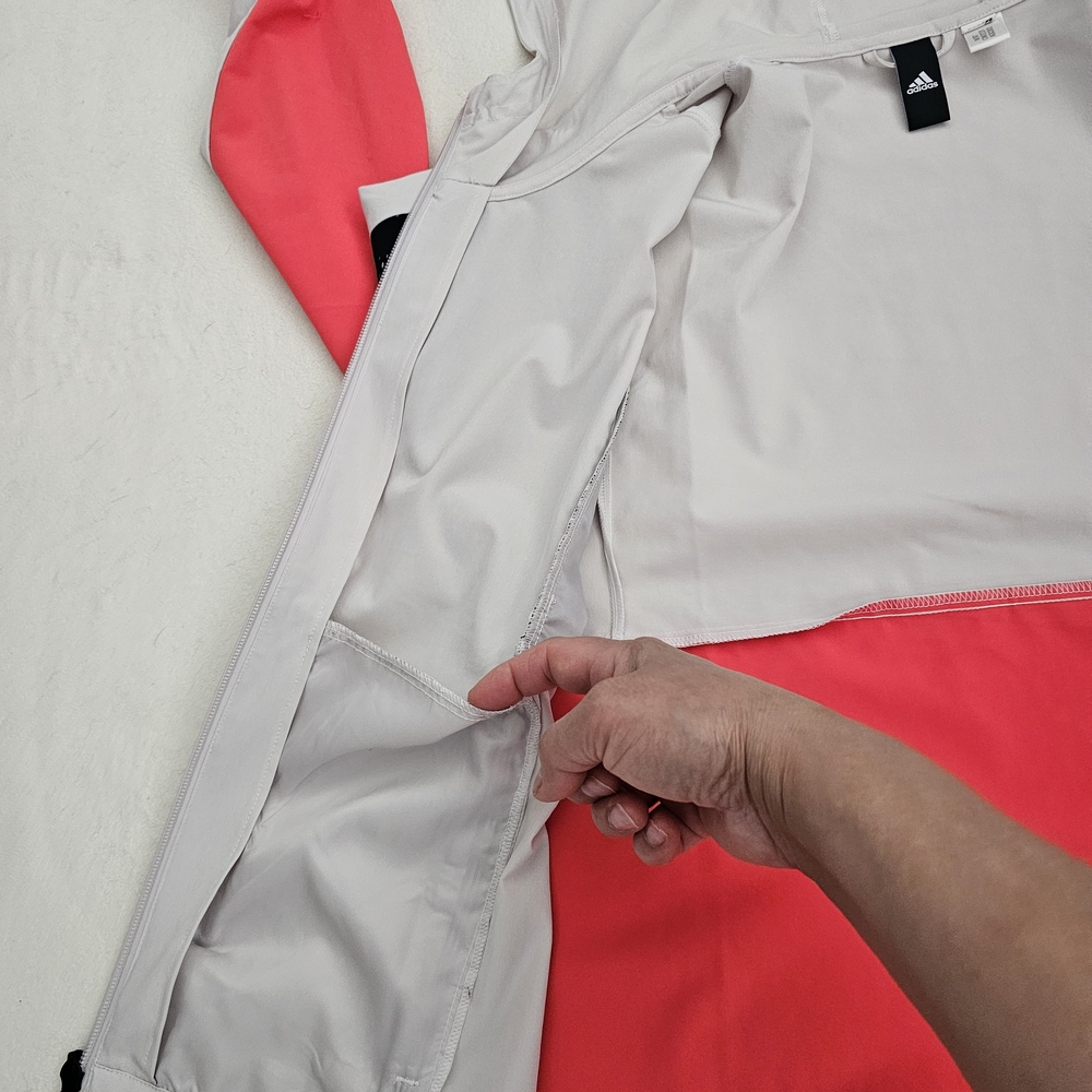 EXELLENT ADIDAS Track Jacket Womens Lightweight Color: Black Salmon Tan SZ M - Picture 7 of 16